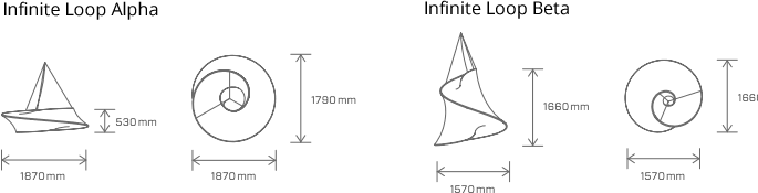 Dimension luminaires Barrisol Infinite Loop by Lovegrove