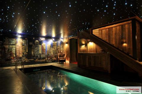 Plafond Barrisol acoustique satiné avec fibres optiques