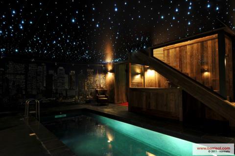 Plafond Barrisol acoustique satiné avec fibres optiques