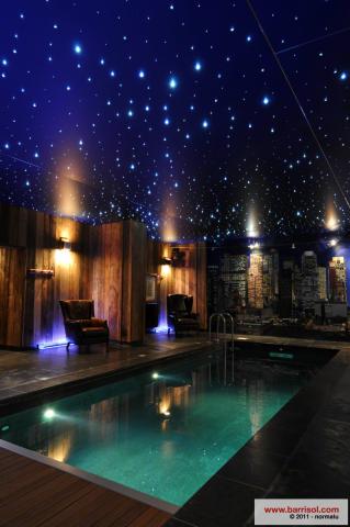 Plafond Barrisol acoustique satiné avec fibres optiques