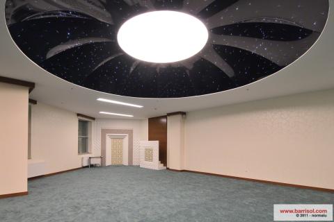 Plafond Barrisol Lumière forme 3D avec fibres optiques