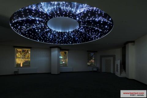 Plafond Barrisol Lumière forme 3D avec fibres optiques