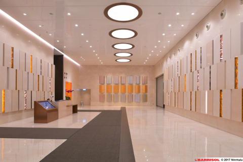 Intégration de spots dans le plafond tendu Barrisol