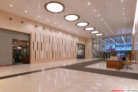 Intégration de spots dans le plafond tendu Barrisol