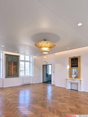 Intégration de spots lumineux dans le plafond tendu Barrisol