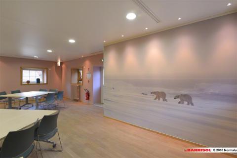 Intégration technique de spots dans un plafond tendu Barrisol