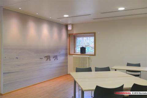 Intégration technique de spots dans un plafond tendu Barrisol