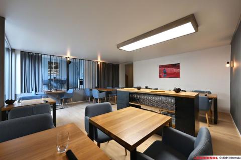 Plafond acoustique Barrisol avec éclairage Light Lines