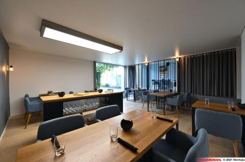 Plafond acoustique Barrisol avec éclairage Light Lines