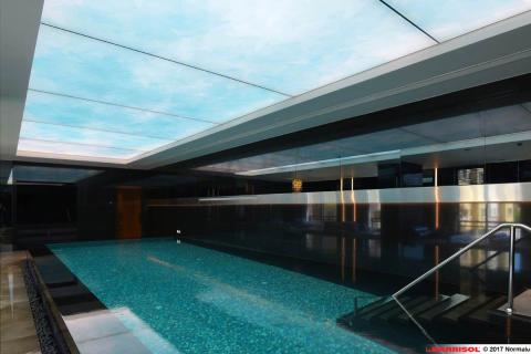 Plafond piscine lumineux Barrisol Lumière, imprimé ciel