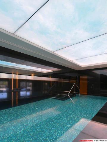 Plafond piscine lumineux Barrisol Lumière, imprimé ciel